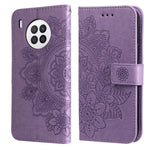 Custodia per telefono in pelle con flip in rilievo con fiori a 7 petali con supporto e slot per schede, For Huawei nova 8i / Honor 50 Lite, For Huawei nova 9 / Honor 50, For Nokia G50, For OPPO Realme GT Neo2