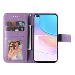 Custodia per telefono in pelle con flip in rilievo con fiori a 7 petali con supporto e slot per schede, For Huawei nova 8i / Honor 50 Lite, For Huawei nova 9 / Honor 50, For Nokia G50, For OPPO Realme GT Neo2