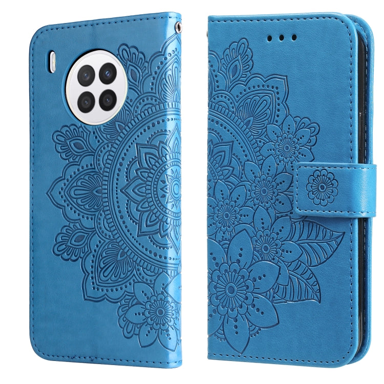Custodia per telefono in pelle con flip in rilievo con fiori a 7 petali con supporto e slot per schede, For Huawei nova 8i / Honor 50 Lite, For Huawei nova 9 / Honor 50, For Nokia G50, For OPPO Realme GT Neo2