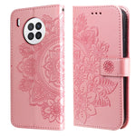 Custodia per telefono in pelle con flip in rilievo con fiori a 7 petali con supporto e slot per schede, For Huawei nova 8i / Honor 50 Lite, For Huawei nova 9 / Honor 50, For Nokia G50, For OPPO Realme GT Neo2