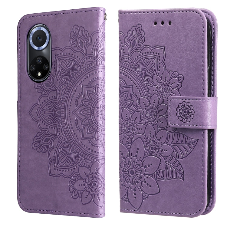 Custodia per telefono in pelle con flip in rilievo con fiori a 7 petali con supporto e slot per schede, For Huawei nova 8i / Honor 50 Lite, For Huawei nova 9 / Honor 50, For Nokia G50, For OPPO Realme GT Neo2
