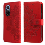 Custodia per telefono in pelle con flip in rilievo con fiori a 7 petali con supporto e slot per schede, For Huawei nova 8i / Honor 50 Lite, For Huawei nova 9 / Honor 50, For Nokia G50, For OPPO Realme GT Neo2
