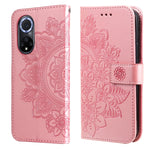 Custodia per telefono in pelle con flip in rilievo con fiori a 7 petali con supporto e slot per schede, For Huawei nova 8i / Honor 50 Lite, For Huawei nova 9 / Honor 50, For Nokia G50, For OPPO Realme GT Neo2