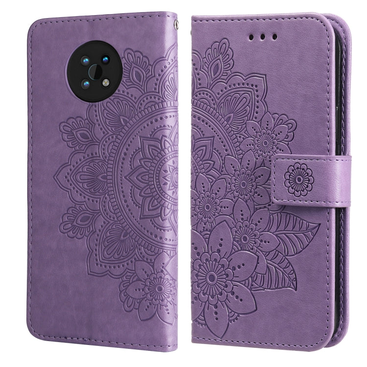 Custodia per telefono in pelle con flip in rilievo con fiori a 7 petali con supporto e slot per schede, For Huawei nova 8i / Honor 50 Lite, For Huawei nova 9 / Honor 50, For Nokia G50, For OPPO Realme GT Neo2