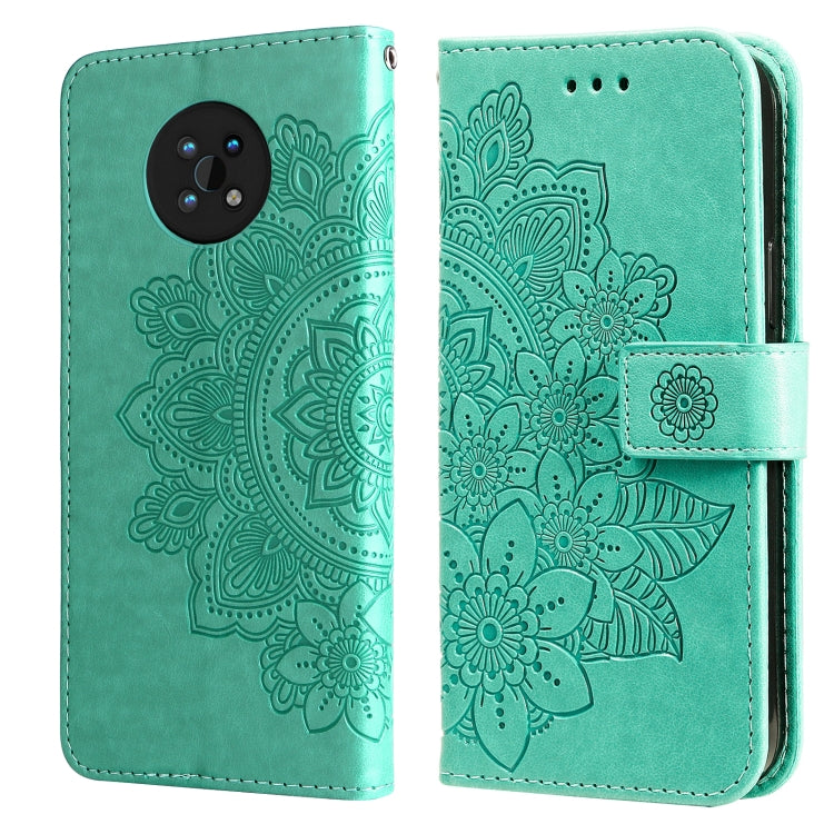 Custodia per telefono in pelle con flip in rilievo con fiori a 7 petali con supporto e slot per schede, For Huawei nova 8i / Honor 50 Lite, For Huawei nova 9 / Honor 50, For Nokia G50, For OPPO Realme GT Neo2
