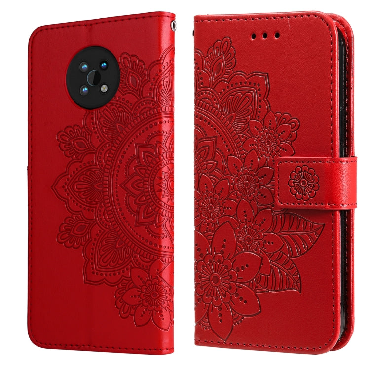 Custodia per telefono in pelle con flip in rilievo con fiori a 7 petali con supporto e slot per schede, For Huawei nova 8i / Honor 50 Lite, For Huawei nova 9 / Honor 50, For Nokia G50, For OPPO Realme GT Neo2
