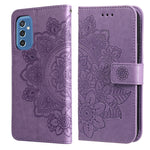 Custodia per telefono in pelle con flip in rilievo con fiori a 7 petali con supporto e slot per schede, For OPPO Reno6 4G, For Samsung Galaxy M52 5G, For Samsung Galaxy S22 5G, For Samsung Galaxy S22+ 5G