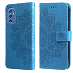 Custodia per telefono in pelle con flip in rilievo con fiori a 7 petali con supporto e slot per schede, For OPPO Reno6 4G, For Samsung Galaxy M52 5G, For Samsung Galaxy S22 5G, For Samsung Galaxy S22+ 5G