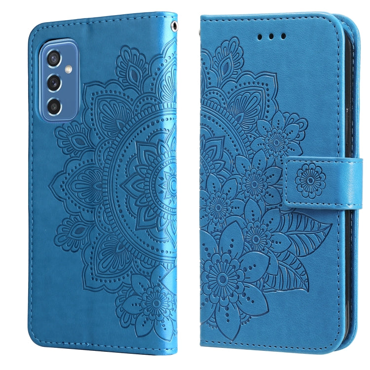 Custodia per telefono in pelle con flip in rilievo con fiori a 7 petali con supporto e slot per schede, For OPPO Reno6 4G, For Samsung Galaxy M52 5G, For Samsung Galaxy S22 5G, For Samsung Galaxy S22+ 5G