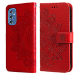 Custodia per telefono in pelle con flip in rilievo con fiori a 7 petali con supporto e slot per schede, For OPPO Reno6 4G, For Samsung Galaxy M52 5G, For Samsung Galaxy S22 5G, For Samsung Galaxy S22+ 5G