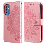 Custodia per telefono in pelle con flip in rilievo con fiori a 7 petali con supporto e slot per schede, For OPPO Reno6 4G, For Samsung Galaxy M52 5G, For Samsung Galaxy S22 5G, For Samsung Galaxy S22+ 5G