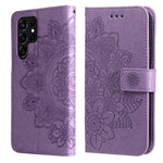 Custodia per telefono in pelle con flip in rilievo con fiori a 7 petali con supporto e slot per schede, Samsung Galaxy S22 UItra 5G, For Samsung Galaxy A03s (164.2mm)