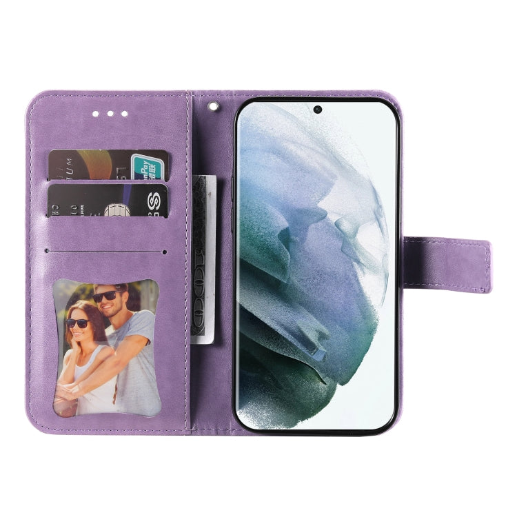 Custodia per telefono in pelle con flip in rilievo con fiori a 7 petali con supporto e slot per schede, Samsung Galaxy S22 UItra 5G, For Samsung Galaxy A03s (164.2mm)