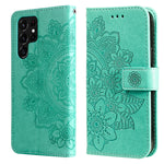 Custodia per telefono in pelle con flip in rilievo con fiori a 7 petali con supporto e slot per schede, Samsung Galaxy S22 UItra 5G, For Samsung Galaxy A03s (164.2mm)