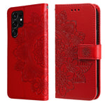 Custodia per telefono in pelle con flip in rilievo con fiori a 7 petali con supporto e slot per schede, Samsung Galaxy S22 UItra 5G, For Samsung Galaxy A03s (164.2mm)
