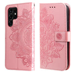 Custodia per telefono in pelle con flip in rilievo con fiori a 7 petali con supporto e slot per schede, Samsung Galaxy S22 UItra 5G, For Samsung Galaxy A03s (164.2mm)