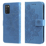 Custodia per telefono in pelle con flip in rilievo con fiori a 7 petali con supporto e slot per schede, Samsung Galaxy S22 UItra 5G, For Samsung Galaxy A03s (164.2mm)