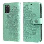 Custodia per telefono in pelle con flip in rilievo con fiori a 7 petali con supporto e slot per schede, Samsung Galaxy S22 UItra 5G, For Samsung Galaxy A03s (164.2mm)