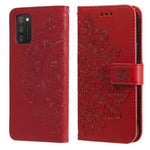 Custodia per telefono in pelle con flip in rilievo con fiori a 7 petali con supporto e slot per schede, Samsung Galaxy S22 UItra 5G, For Samsung Galaxy A03s (164.2mm)