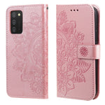 Custodia per telefono in pelle con flip in rilievo con fiori a 7 petali con supporto e slot per schede, Samsung Galaxy S22 UItra 5G, For Samsung Galaxy A03s (164.2mm)