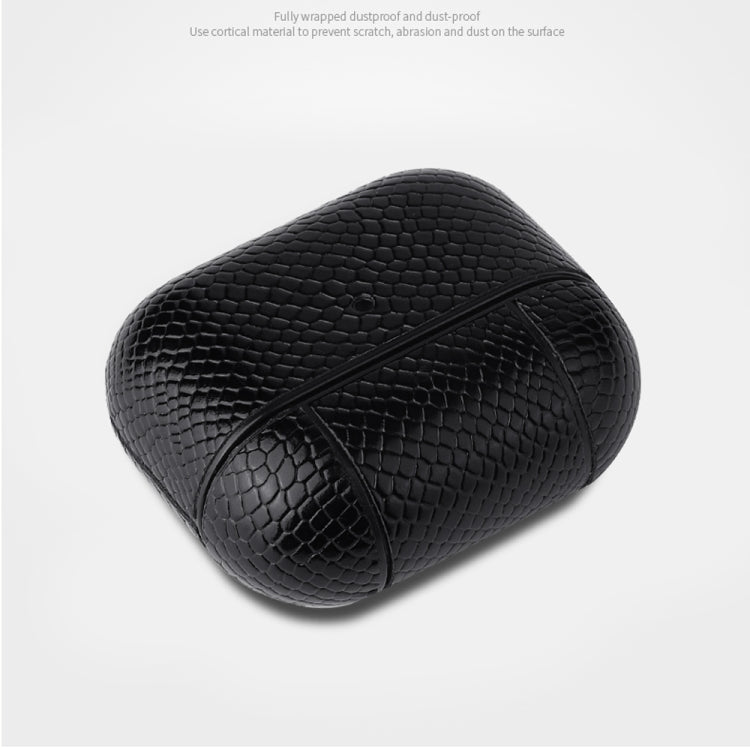 Custodia protettiva per auricolari in pelle di serpente con fibbia per appendere AirPods 3