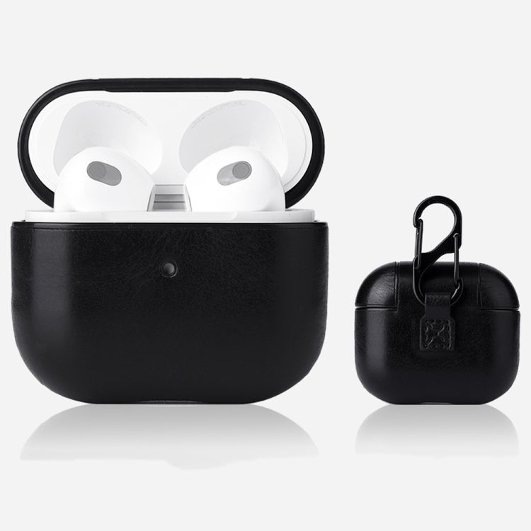 Custodia protettiva per auricolari Crazy Horse Texture con fibbia Hang per AirPods 3