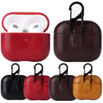 Custodia protettiva per auricolari Crazy Horse Texture con fibbia Hang per AirPods 3
