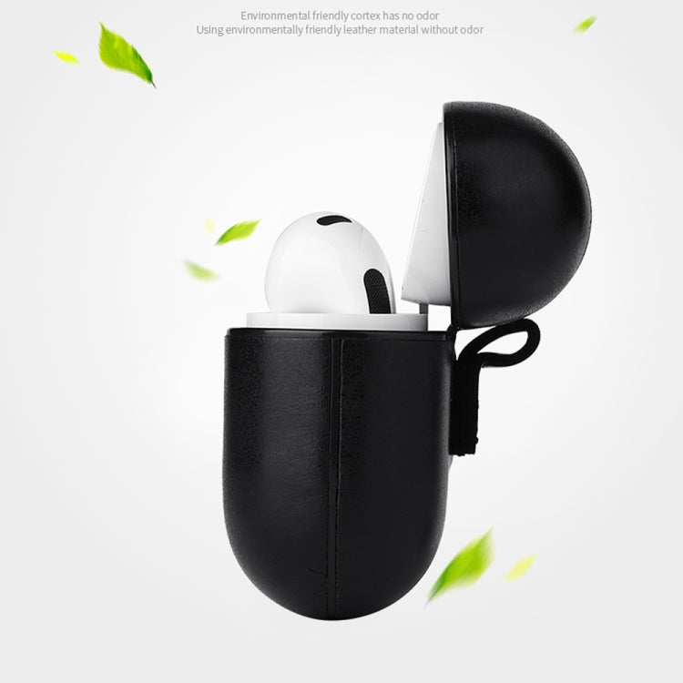 Custodia protettiva per auricolari Crazy Horse Texture con fibbia Hang per AirPods 3