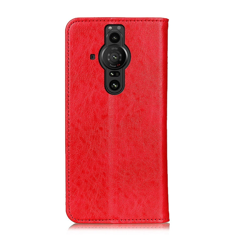 Custodia per telefono in pelle a vibrazione orizzontale con struttura magnetica Crazy Horse con supporto, slot per schede e portafoglio, For Sony Xperia Pro-I