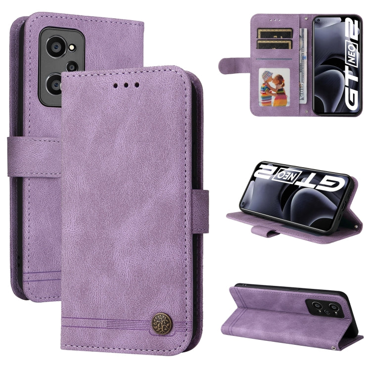 Custodia per telefono in pelle a vibrazione orizzontale con bottone in metallo con albero della vita Skin Feel, For OPPO Realme 8i, For OPPO Realme GT NEO2, For OPPO Reno6 4G, For Huawei Nova 8i / Honor 50 Lite
