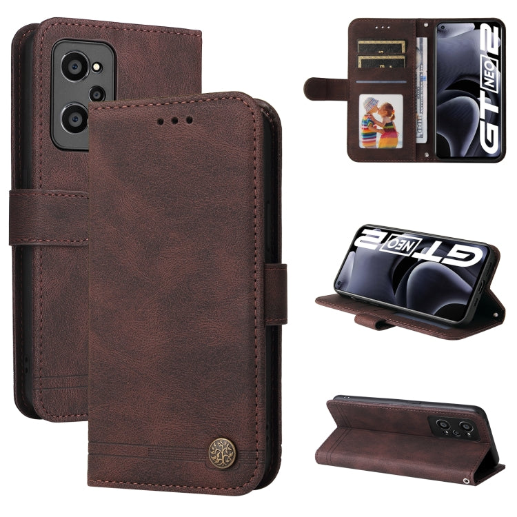 Custodia per telefono in pelle a vibrazione orizzontale con bottone in metallo con albero della vita Skin Feel, For OPPO Realme 8i, For OPPO Realme GT NEO2, For OPPO Reno6 4G, For Huawei Nova 8i / Honor 50 Lite