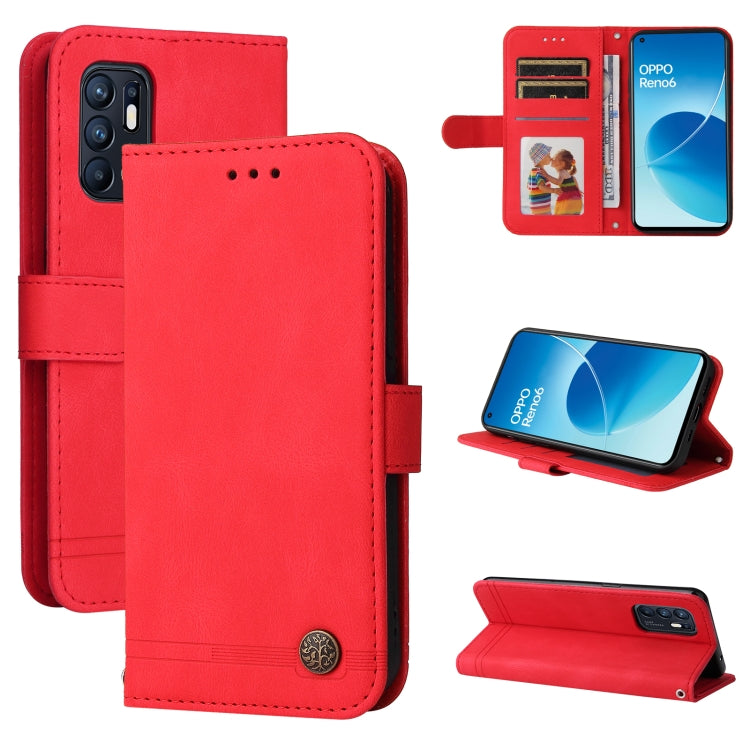 Custodia per telefono in pelle a vibrazione orizzontale con bottone in metallo con albero della vita Skin Feel, For OPPO Realme 8i, For OPPO Realme GT NEO2, For OPPO Reno6 4G, For Huawei Nova 8i / Honor 50 Lite
