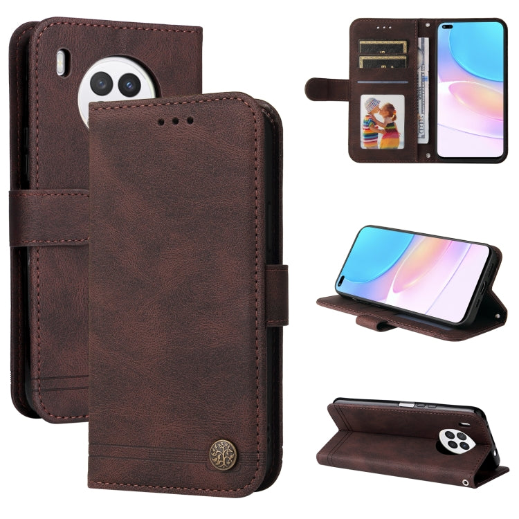 Custodia per telefono in pelle a vibrazione orizzontale con bottone in metallo con albero della vita Skin Feel, For OPPO Realme 8i, For OPPO Realme GT NEO2, For OPPO Reno6 4G, For Huawei Nova 8i / Honor 50 Lite
