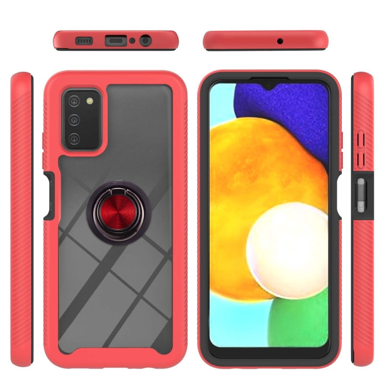 Starry Sky Solid Color Series Custodia antiurto per PC + TPU con supporto ad anello e funzione magnetica, For Samsung Galaxy A03s 164mm