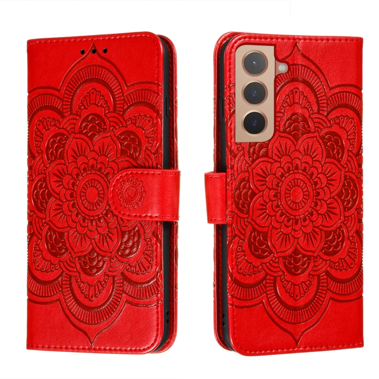 Custodia portafoglio in pelle con motivo Sun Mandala per Samsung
