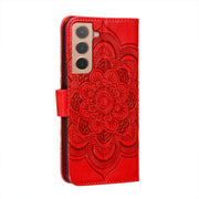 Custodia portafoglio in pelle con motivo Sun Mandala per Samsung