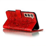 Custodia portafoglio in pelle con motivo Sun Mandala per Samsung