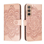Custodia portafoglio in pelle Sun Mandala per Samsung Galaxy S22