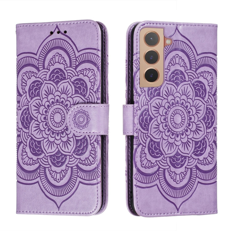 Custodia portafoglio in pelle Sun Mandala per Samsung Galaxy S22