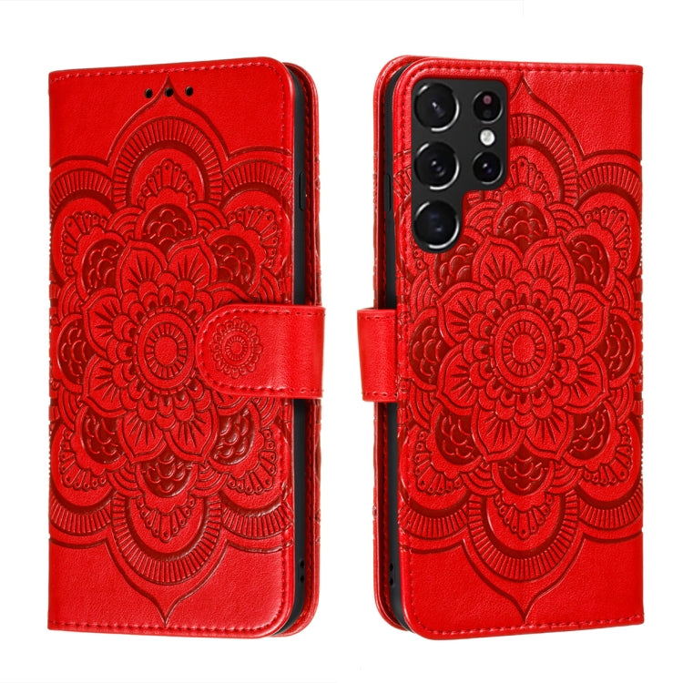 Custodia portafoglio in pelle Sun Mandala per Samsung Galaxy S22