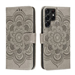 Custodia portafoglio in pelle Sun Mandala per Samsung Galaxy S22