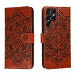 Custodia portafoglio in pelle Sun Mandala per Samsung Galaxy S22