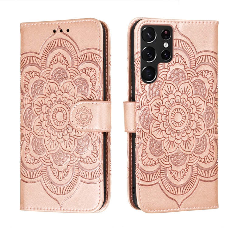Custodia portafoglio in pelle Sun Mandala per Samsung Galaxy S22