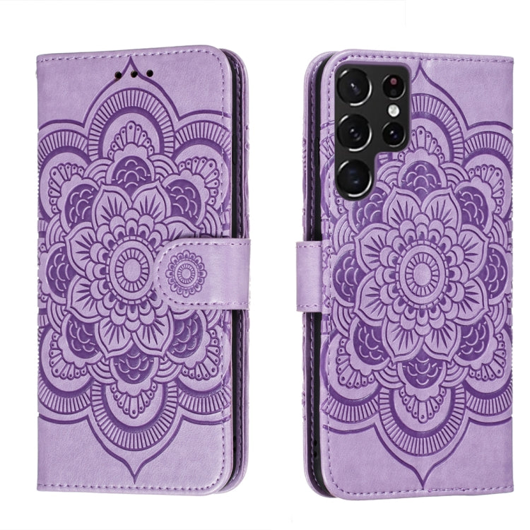 Custodia portafoglio in pelle Sun Mandala per Samsung Galaxy S22