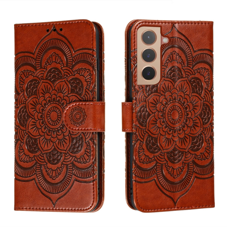 Custodia portafoglio in pelle Sun Mandala per Samsung Galaxy S22
