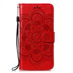 Custodia in pelle per telefono con motivo a goffratura Sun Mandala con supporto, slot per carte, portafoglio e cordino, For Xiaomi Redmi Note 11, For Xiaomi Redmi Note 11 Pro