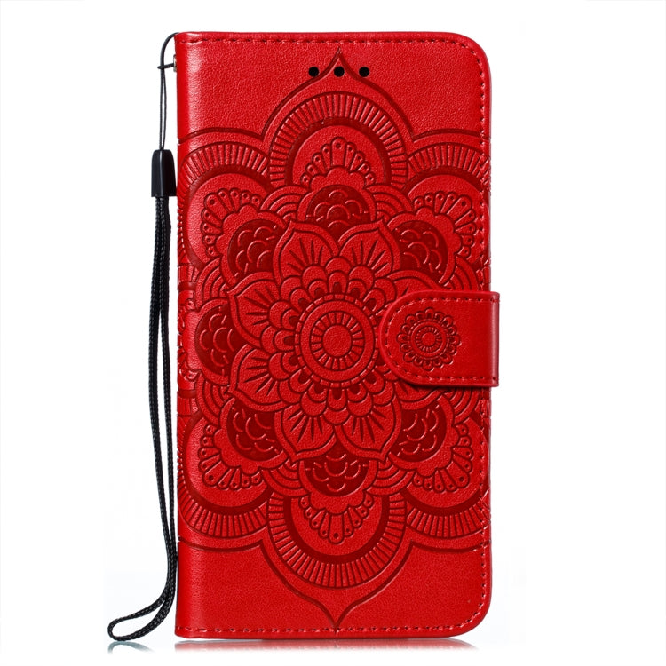 Custodia in pelle per telefono con motivo a goffratura Sun Mandala con supporto, slot per carte, portafoglio e cordino, For Xiaomi Redmi Note 11, For Xiaomi Redmi Note 11 Pro