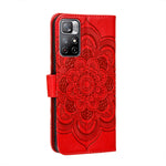 Custodia in pelle per telefono con motivo a goffratura Sun Mandala con supporto, slot per carte, portafoglio e cordino, For Xiaomi Redmi Note 11, For Xiaomi Redmi Note 11 Pro