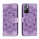 Custodia in pelle per telefono con motivo a goffratura Sun Mandala con supporto, slot per carte, portafoglio e cordino, For Xiaomi Redmi Note 11, For Xiaomi Redmi Note 11 Pro