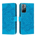 Custodia in pelle per telefono con motivo a goffratura Sun Mandala con supporto, slot per carte, portafoglio e cordino, For Xiaomi Redmi Note 11, For Xiaomi Redmi Note 11 Pro
